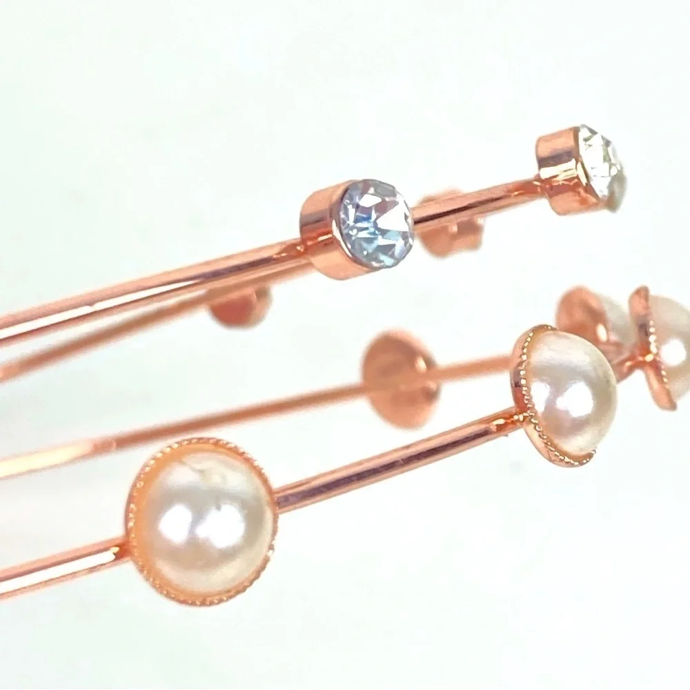 Claire’s Crystals and Pearl Rose Gold Double Headband